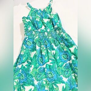 Janie and Jack Green and Blue Floral Dress